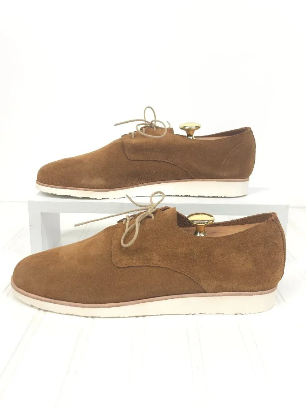 NIB Men's NISOLO Lightweight Flex Derby Suede Leather Oxford Tan Size 10